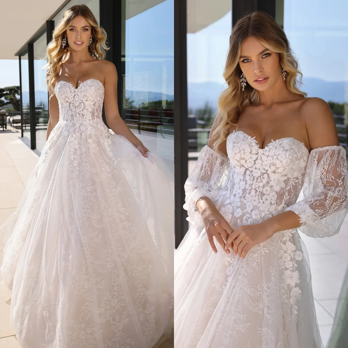 Vestidos de casamento de renda querida appliqued vestidos de noiva personalizados trem varredura uma linha praia boho vestidos de noiva