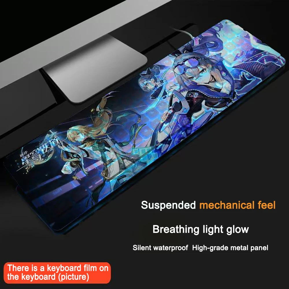 104 Keys Honkai: Star Rail Keyboard Gaming Anime Silver Wolf USB Wired Backlit Gaming Keyboard Keycap For Office Laptop Games PC