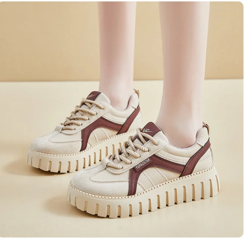 

Versatile White Sneakers for Girls And Teenagers Trendy Thick-Soled Height-Increasing Spring Autumn Board Shoes