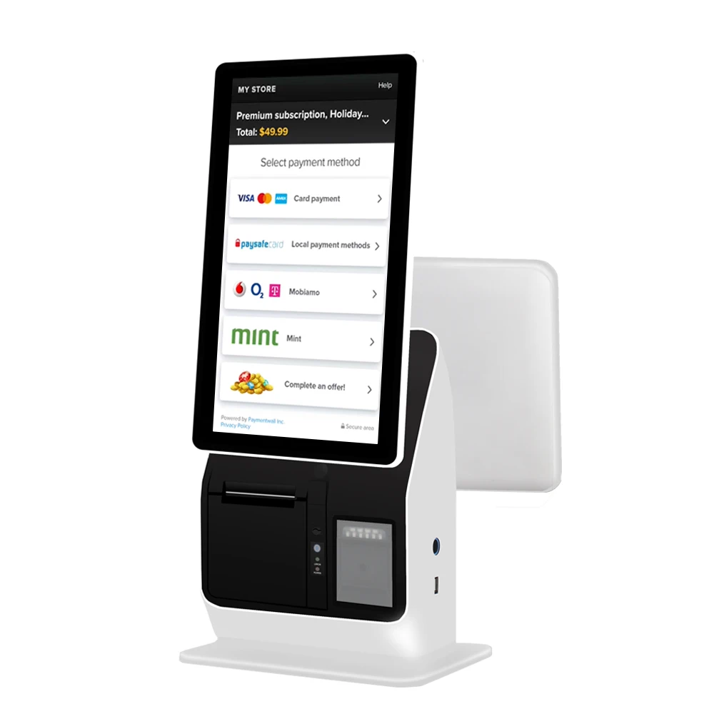 كشك لمطعم المدرسة مقصف الكل في واحد نظام Pos شاشة تعمل باللمس آلة طلب الخدمة الذاتية للوجبات السريعة