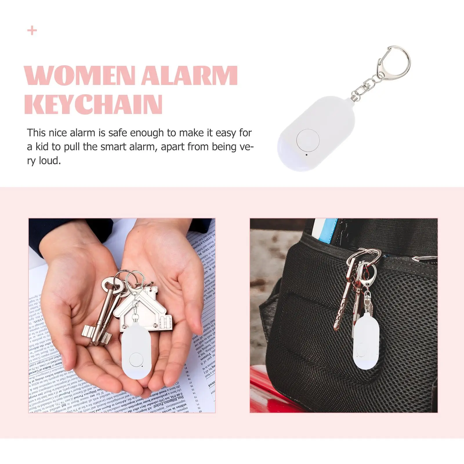Rechargeable Anti Wolf Alarm Flashlight Personal Keychain Outdoor Women Tool Mini Portable