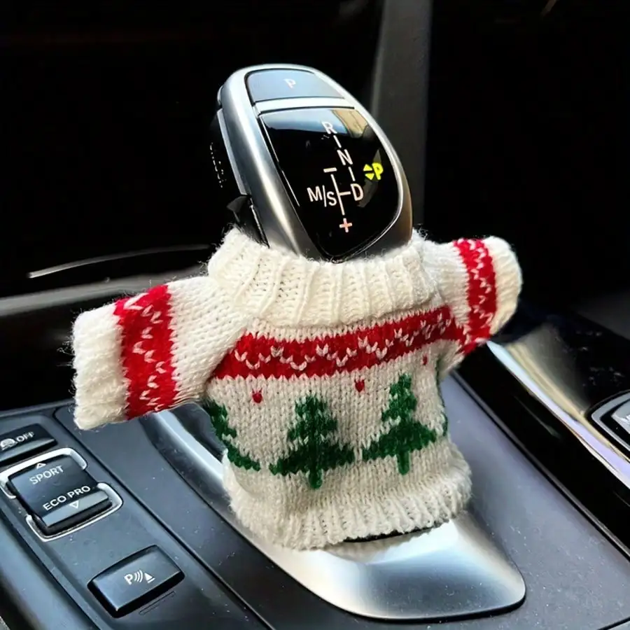 

Вязаный праздничный чехол на ручку переключения передач с узором в виде елки, универсальный для автомобильного рычага КПП