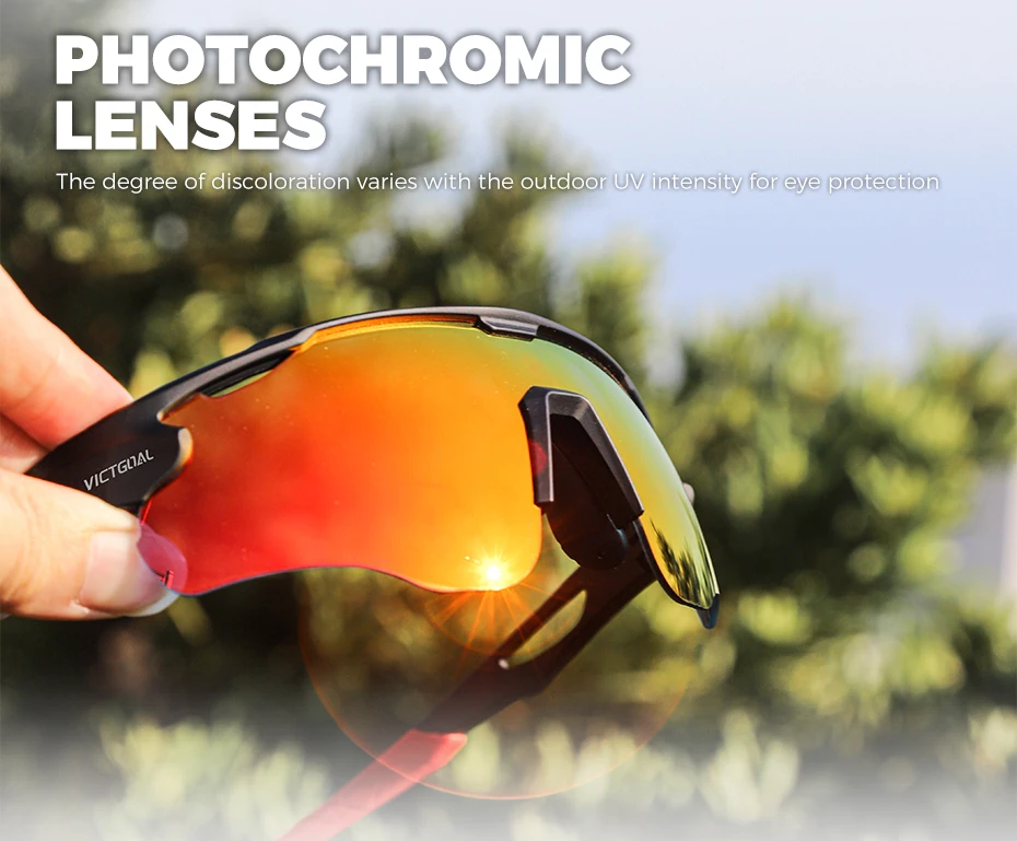 VICTGOAL Photochrome Fahrrad Sonnenbrille für Männer Frauen Sportbrille UV400 Schutz Fahrrad Brille MTB Rennrad Brille – Detail 3