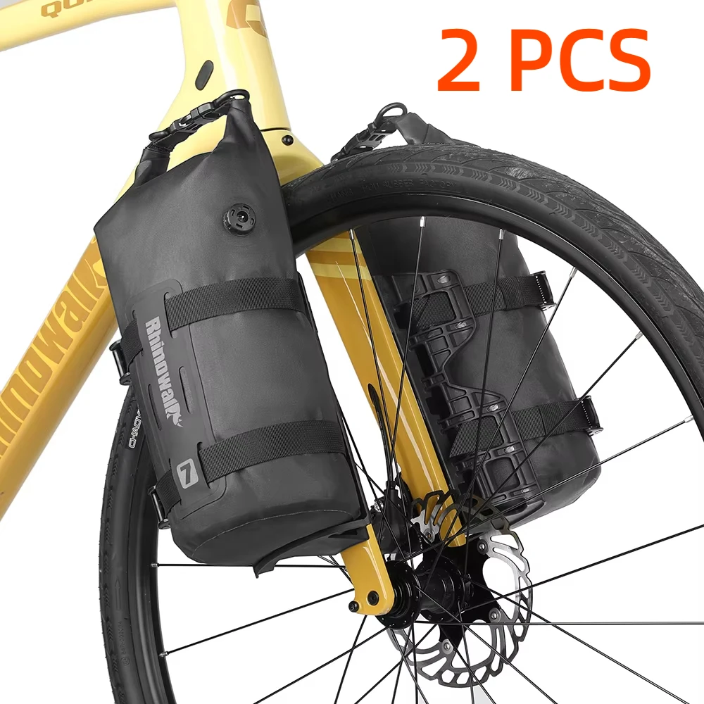 Rhinowalk 2PCS Bike Fork Bags 4L/7L Removable Waterproof Bicycle Bag, One Extra Fixing Base