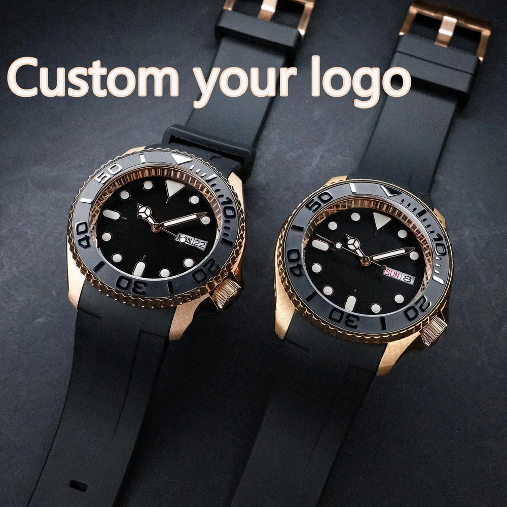 41mm NH36 Case SKX007 new Black gold watch Stainless Steel Case Sapphire Glass Water Resistant for NH35/NH36 Movement Watch