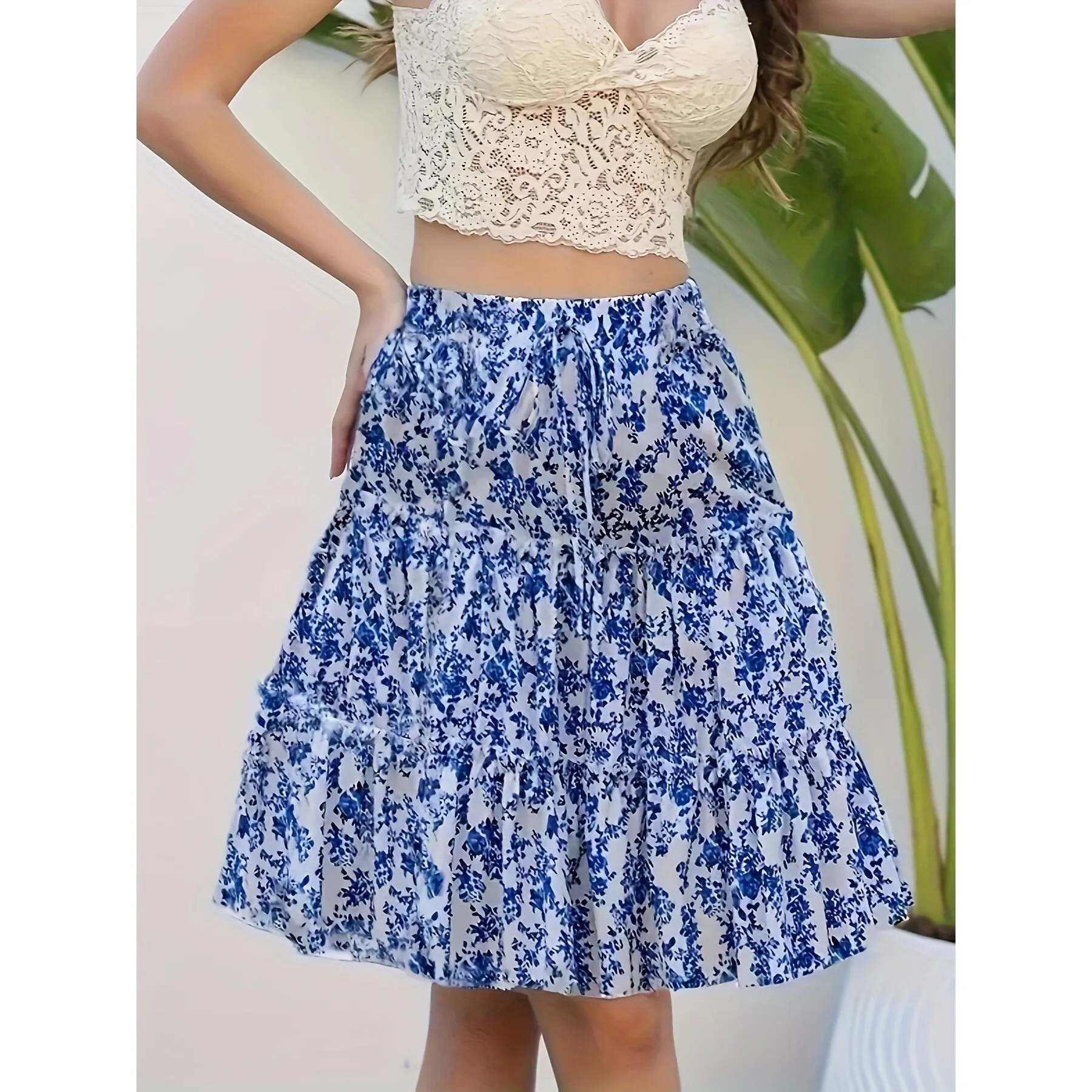 

Floral WideLeg Shorts Women's Floral Print Casual Shorts mid Waist Design Spring Summer Collection Other Material Other Style
