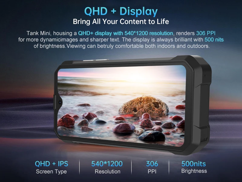 Unihertz 8849 Tank Mini1 Rugged Mini Phone 4.3" Display Android 13, Helio G99 Octa Core, 16GB 256GB, 100MP Cameras, 5800mAh,IP68