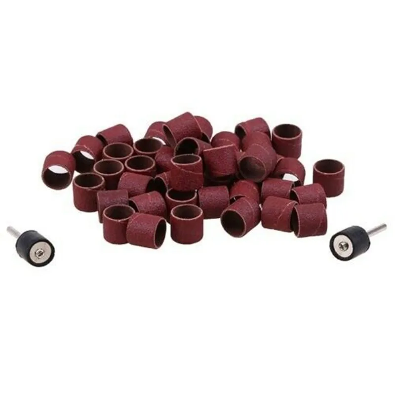 60pcs 150Grit Sanding Drum Set With 2pcs Rubber Mandrels Sanding Bands Abrasive For Electric Drill Angle Grinder Rotary Tools