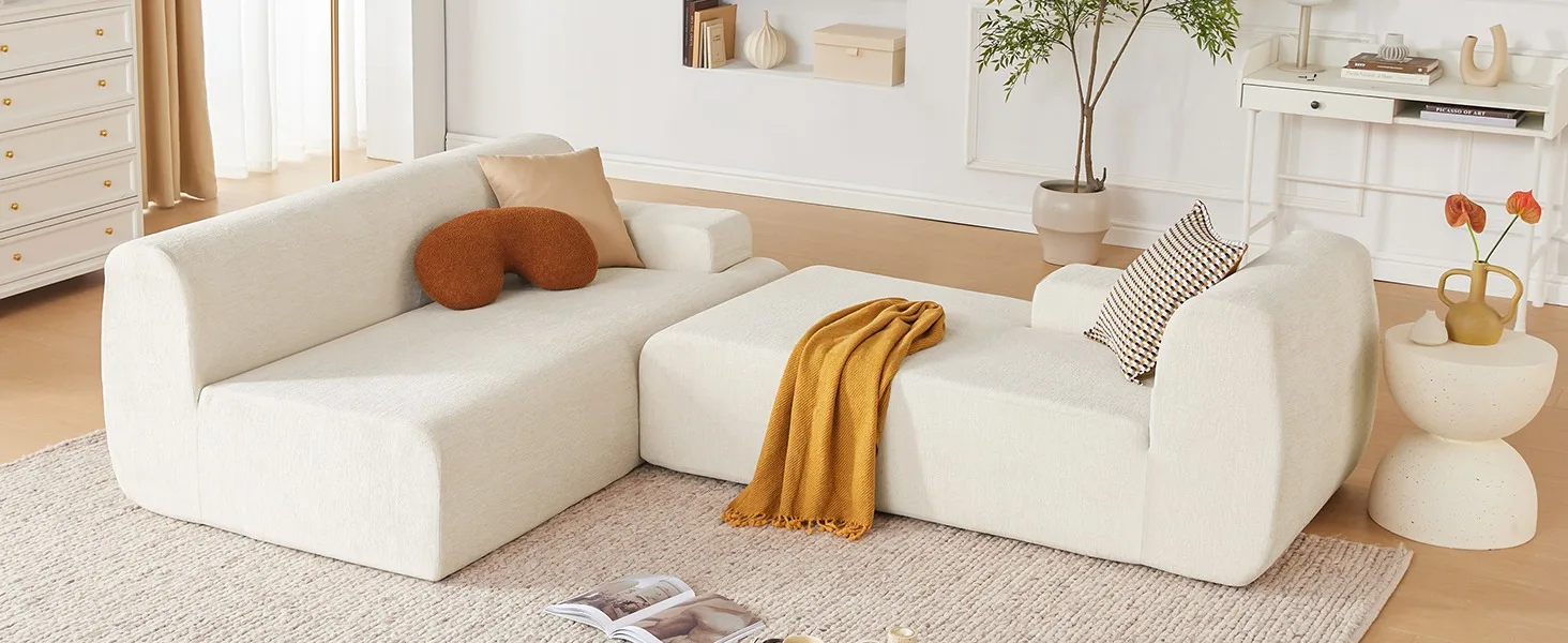 Modern 107 Inch Chenille Modular Sectional Sofa for Living Room 2 1