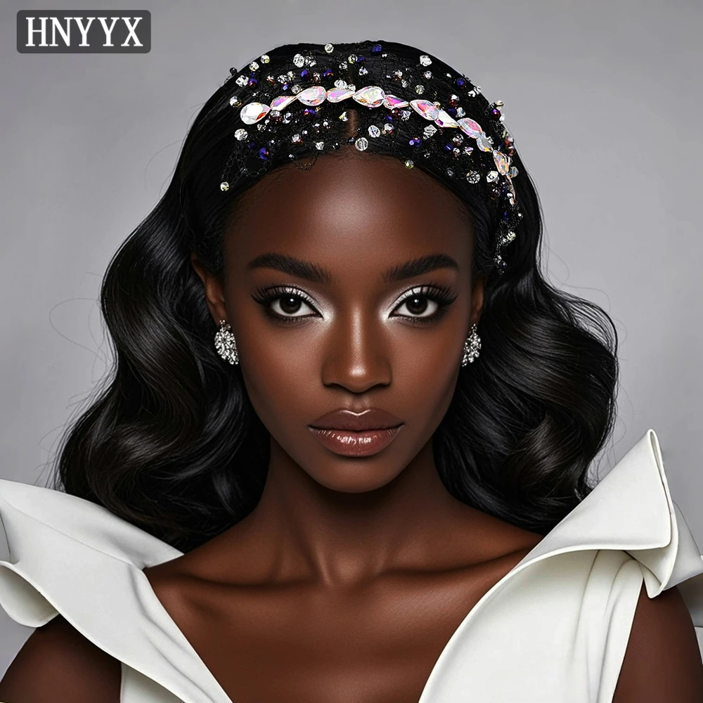 

HNYYX Glitter Rhinestone Women Headband Unique Personality Hair Hoop Handmade Beaded Headwear Daily Jewelry Hair Accessories A75