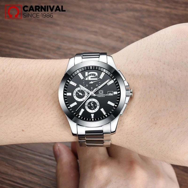 

Montre Homme CARNIVAL Mechanical Watches for Men Brand Luxury Automatic Movement Wrist Watch 100m Waterproof Clock Reloj Hombre