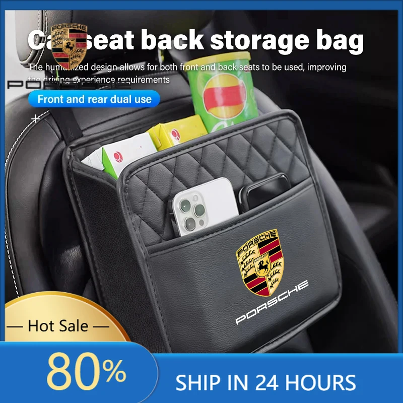 

Наклейки для интерьера автомобиля Porsche, кожаный органайзер на спинку сиденья, многофункциональная сумка для хранения для Porsche Panamera, Taycan, 911, 718