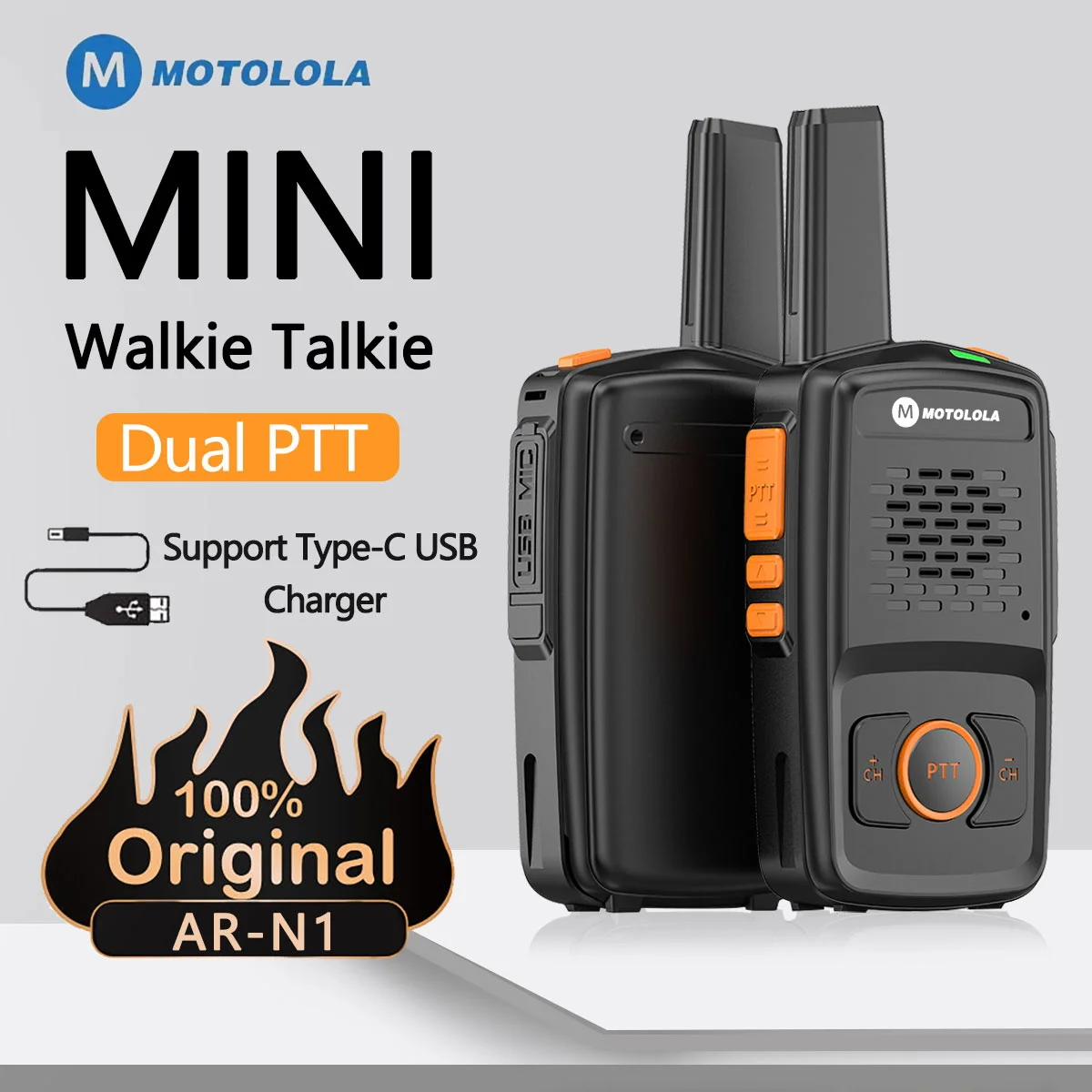 Motolola Mini Walkie Talkie 16 Kanałów Profesjonalne MT-N1 UHF 400-470MHZ Obsługa Ładowania USB Kompatybilne z Radiotelefonami Baofeng