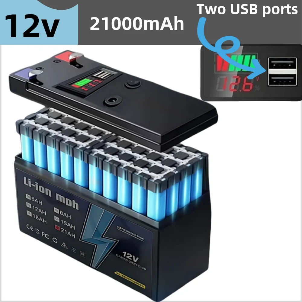 

Литий-ионный блок питания 12 В — USB-порт + светодиодный счетчик батареи + переключатель — аккумулятор 18650 для самостоятельного использования, резервного копирования и экстренного использования