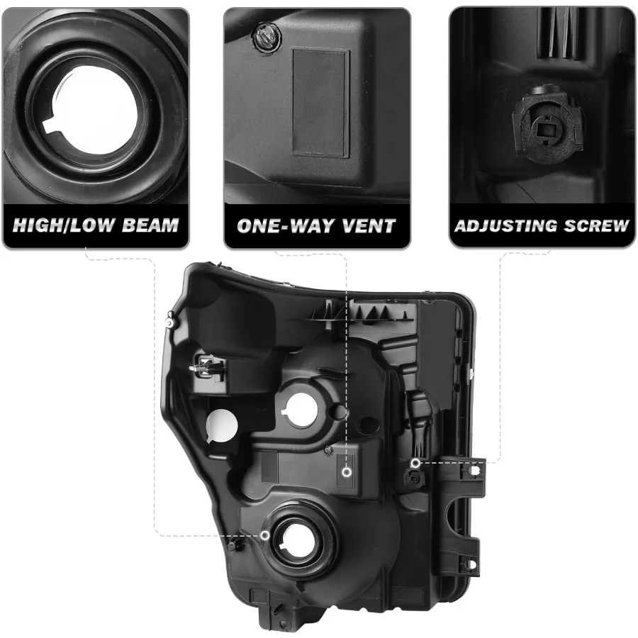 مجموعة مصابيح أمامية مع لمبات مدمجة لـ 20112016 F250 F350 F450 F550 شاحنات فائقة التحمل مبيت كروم وشفاف #3