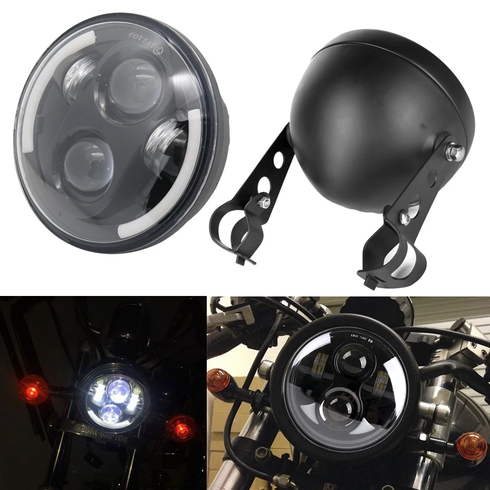 Faro anteriore H4 da 5 75 pollici luci a LED rotonde DRL per auto moto Honda Yamaha Harley Thunder