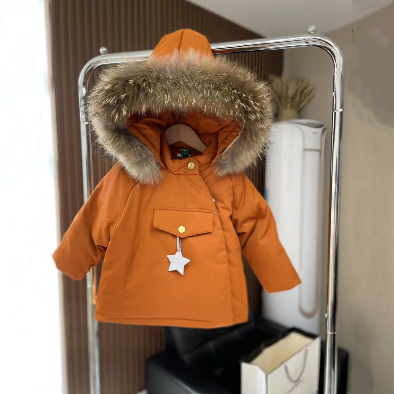 Winter Korean children's clothing big fur collar cute magic pointed Mat elf coat hat cotton coat baby coat