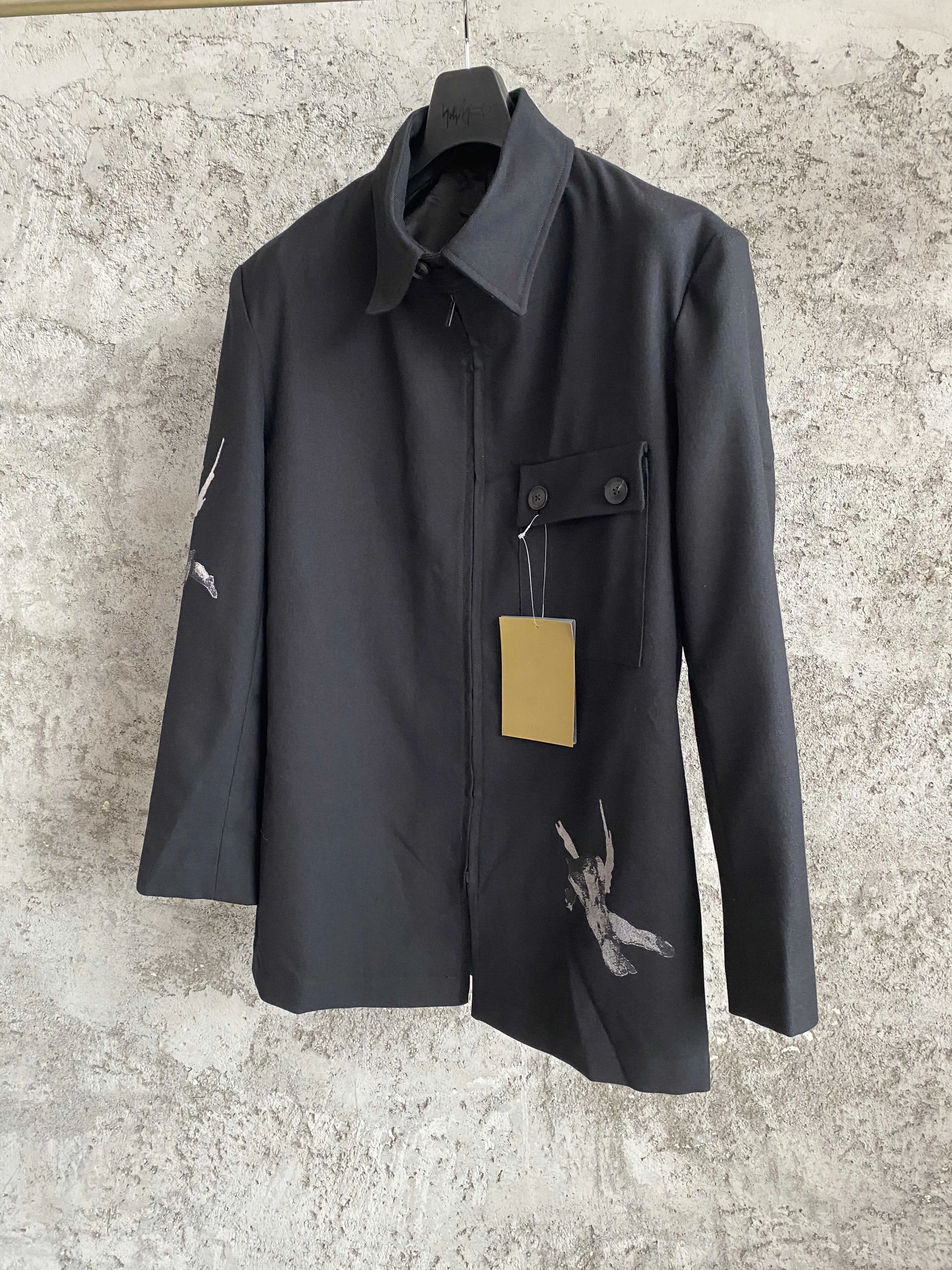 Wool angel single-breasted and double-breasted suit, embossed angel pattern zipper shirt