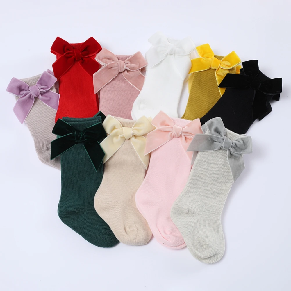 Baby Socks Girl Newborn Knee High Big Bow Princess Children Socks Toddler Kids Infant Floor Socks Cotton Socks 0-3Y