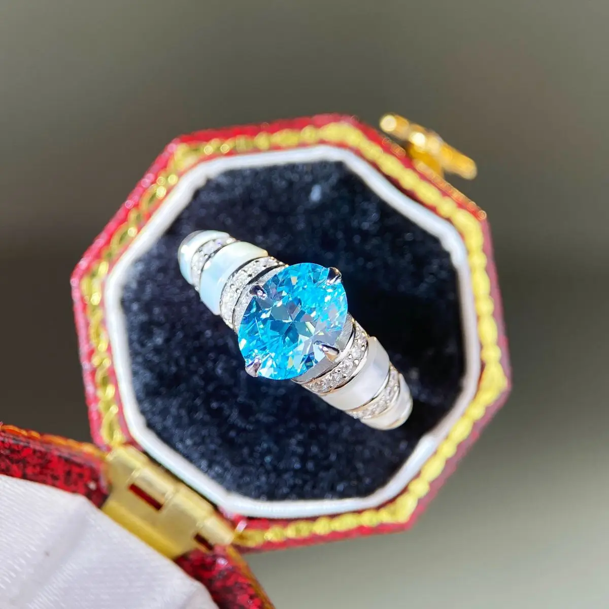 

Кольцо из стерлингового серебра S925 с аквамарином, серия «Фритиллиара», нежное и модное, универсальное, в стиле Ins, не тускнеет.