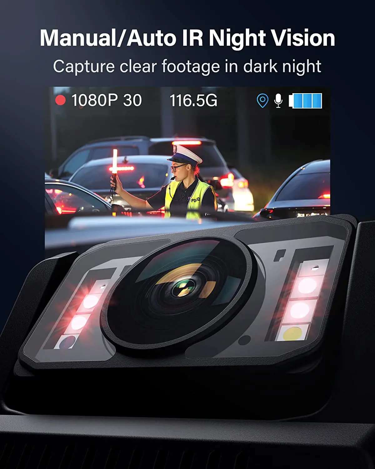 BOBLOV M7 1080P HD Minikamera 4000 mAh Camcorder 128 GB GPS Bodycam Polizeikamera 180 ° Rotierende Fahrradkameras Sport DV Auto DVR Cams – Detail 5