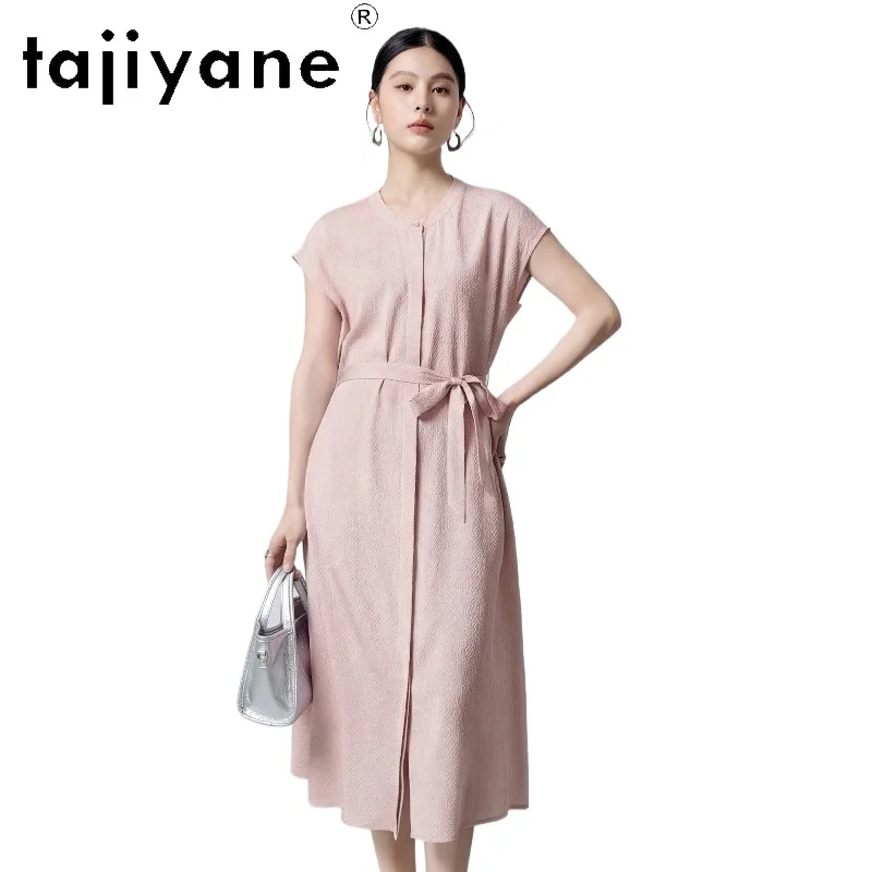 

TAJIYANE Luxury Dress High Quality 100% Mulberry Silk Women's Casual Dresses Round Neck Summer Dresses 2026 Woman Clothes Long