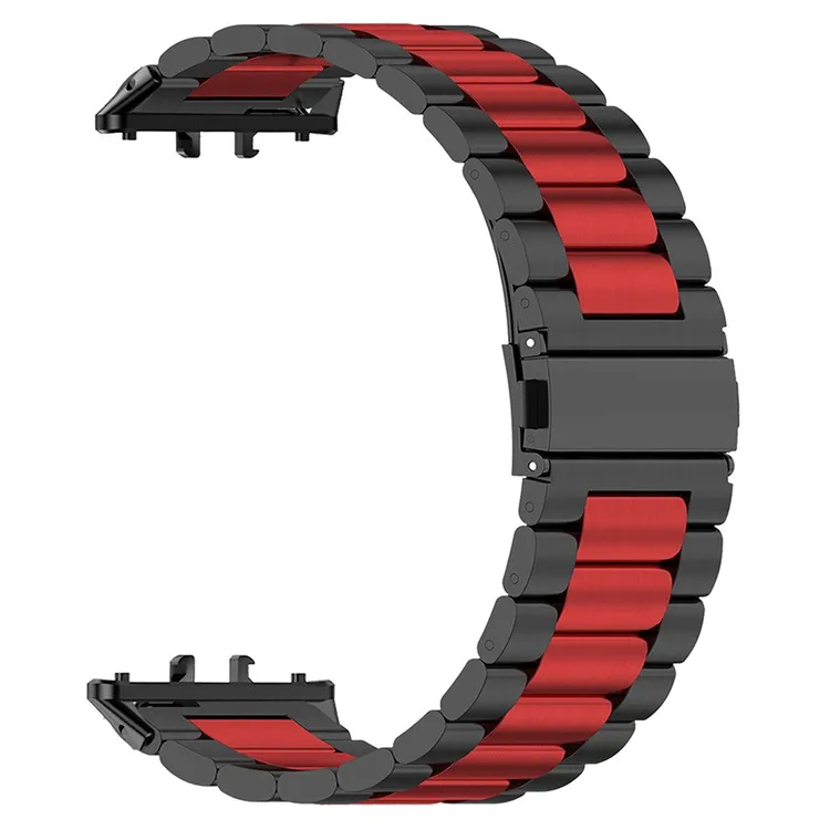 

For Samsung Galaxy Fit3 Quick Release Watch Strap Stainless Steel Watchband - Black / Red / Black