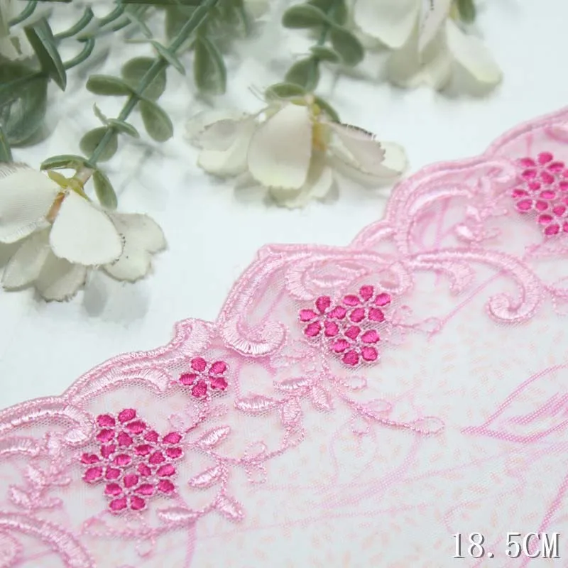 

1lot/29Yds Pink Floral Embroidery Lace Fabric DIY Crafts Dress Sleeve Sewing Supplies Decoration Garments Underware Lace Pajamas