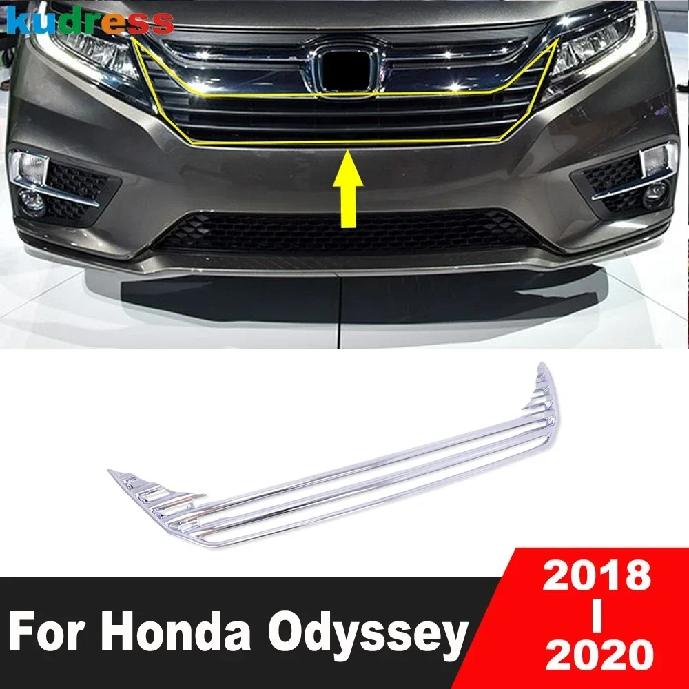 

For Honda Odyssey 2018 2019 2020 Chrome Car Front Center Grille Grill Cover Trim Head Racing Grills Molding Trims Accessories