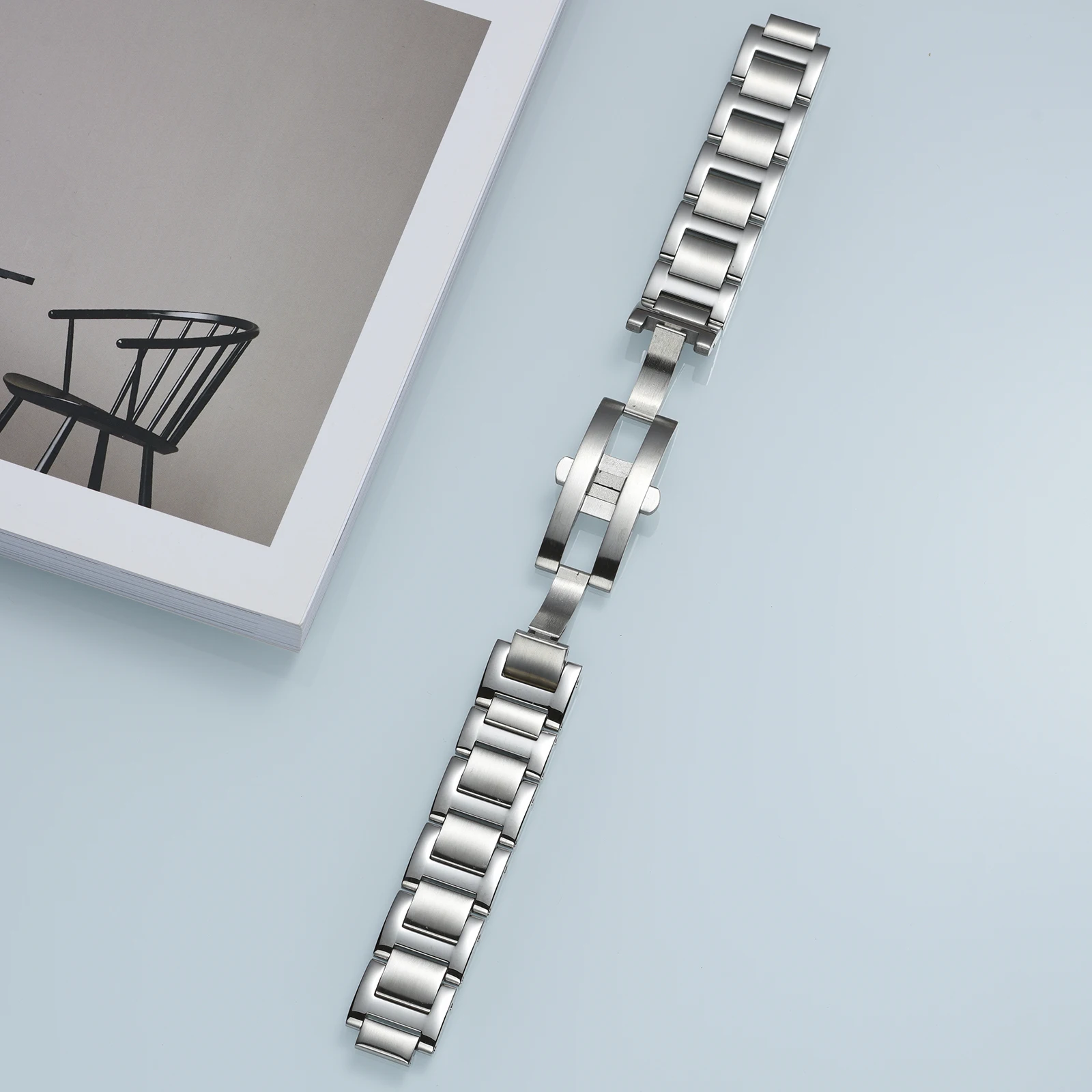 16-8 مللي متر 18-11 مللي متر 20-12 مللي متر سوار ساعة من الفولاذ المقاوم للصدأ متوافق مع كارتييه بالون بلو ، سوار معدني بديل ذو نهاية منحنية #4