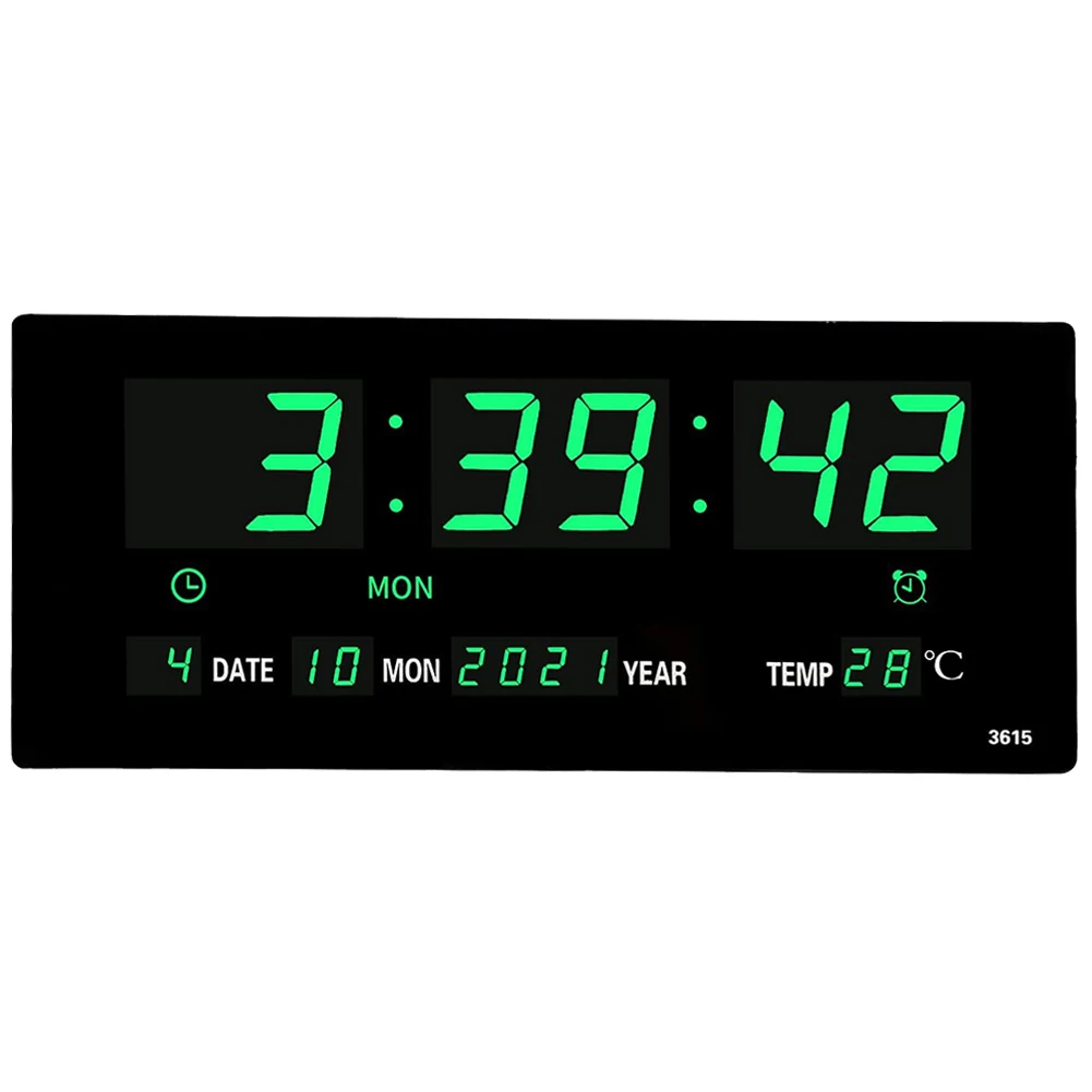 Digital Alarm Clock LED Desk Alarm Clock Temperature/Date Display Bedside Alarm Clock Boarderless Wall-mounted Clock for Bedroom