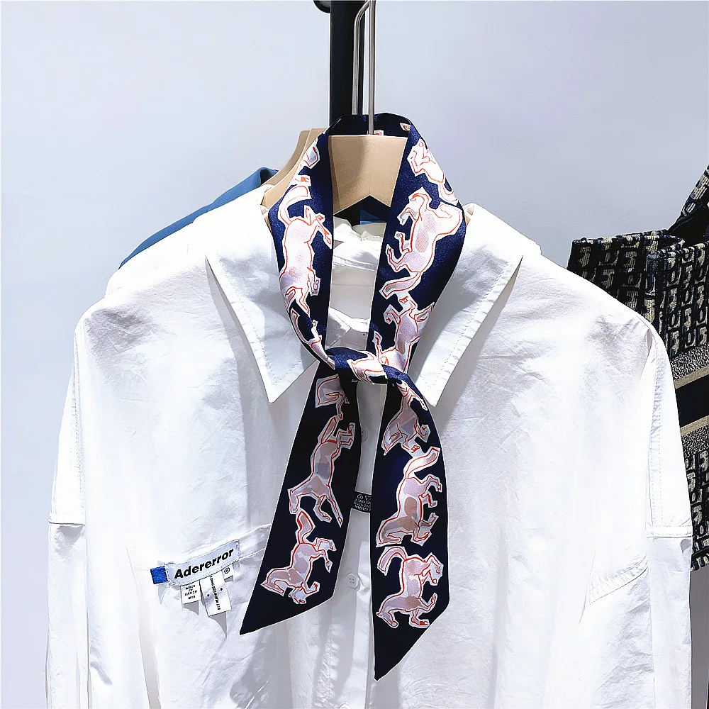 Free Horse New French Retro Silk Scarf Premium Sense Binding Bag Handle Ribbon Temperament Long Strip Hair Tie Streamer 5*90cm