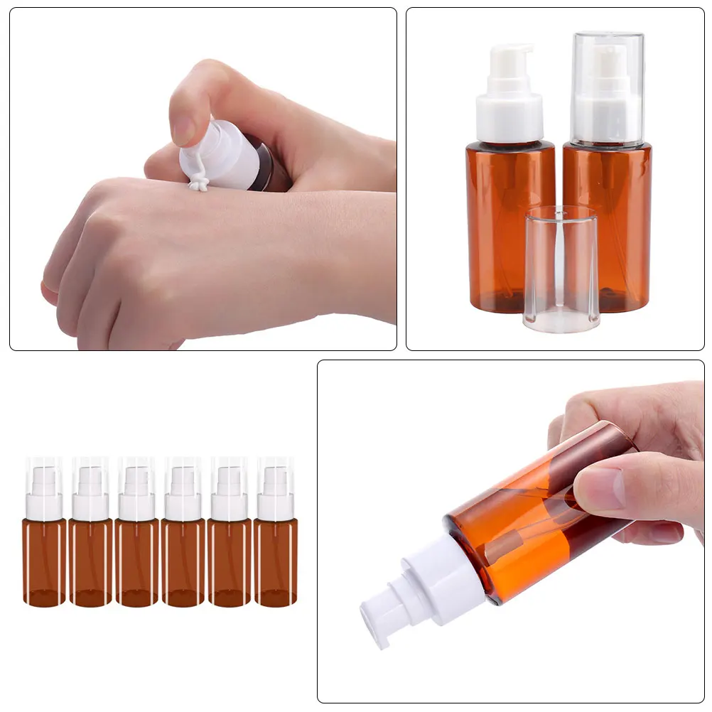 

6pcs Travel Bottles Plastic Shampoo Lotion H Pump Dispenser Body Wash Reusable Eco Friendly Large Caliber Professional