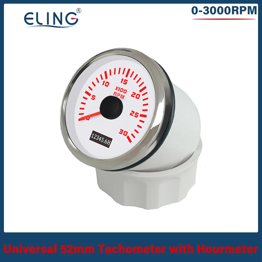 ELING New 52mm Tachometer RPM Meter 0-3000RPM 0-4000RPM 0-6000RPM 0-7000RPM 0-8000RPM with Red Backlight for Car Boat Yacht