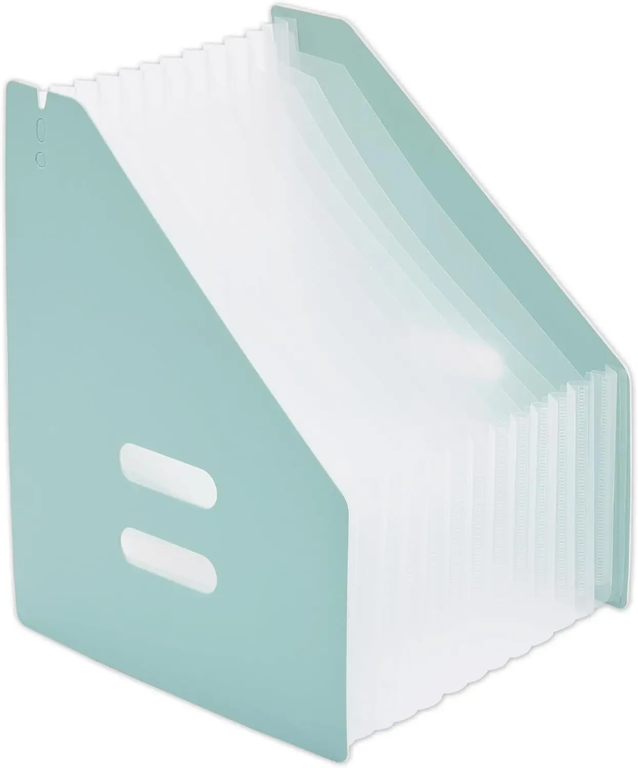 

2-Pack Expandable Magazine Holder with 13 Pockets, Portable Desktop Organizer for A4 Letter Documents, Mint Green