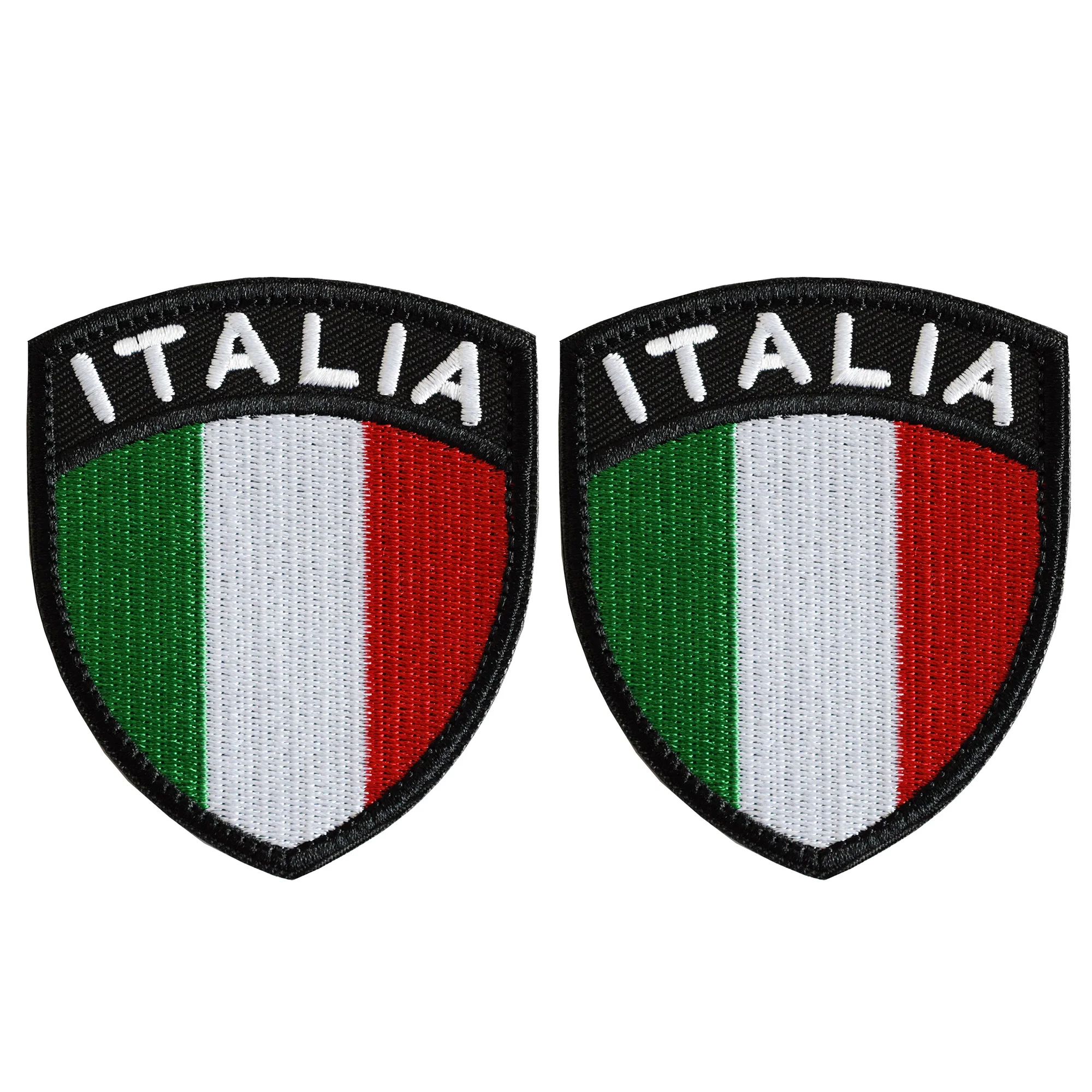 2Pcs Italia Flag Shield Embroidered Patch Hook and Loop Tactical Patch Italy Flag Patch