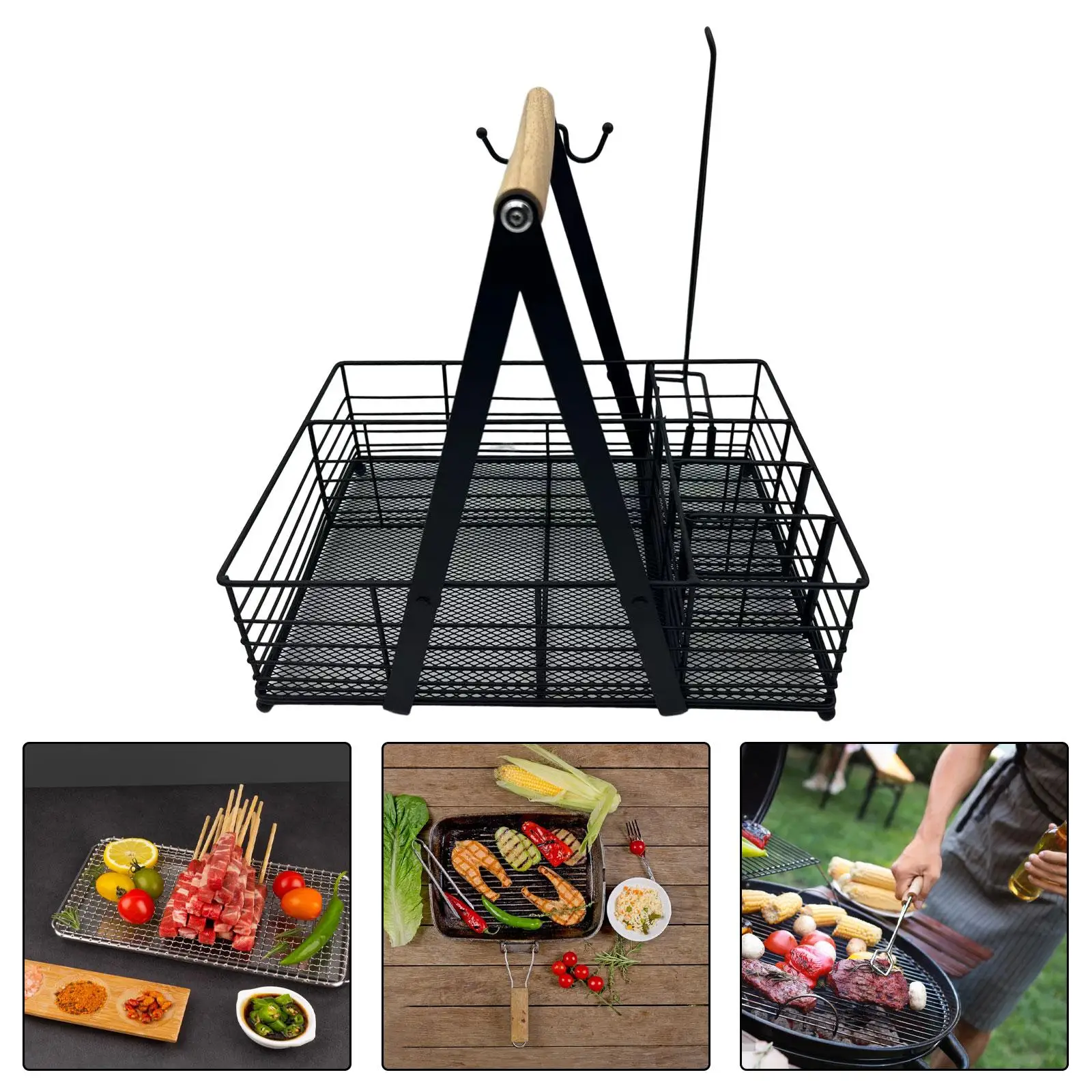 

Picnic Condiment Caddy Barbecue Organizer Durable Utensil Caddy for Kitchen