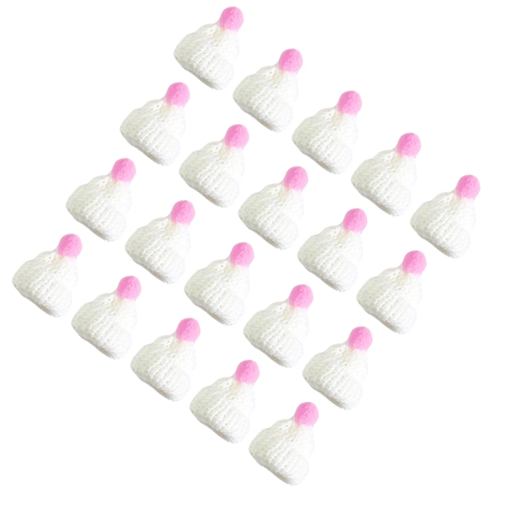 

20 Pcs Yarn Mini Santa Hat Knit Small Christmas for Kids Hats Bulk White Ornaments Xmas Child