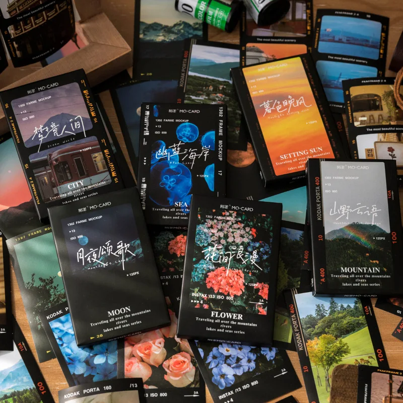 30pcs/set Students Notebook Decor Stickers Landscape Sticker Mountain Lake Sea Series Film Stickers Scrapbook Journal Sticker