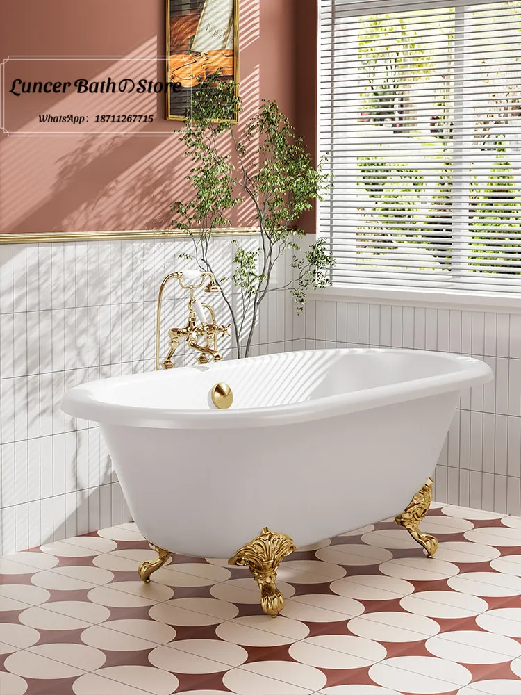 Vintage American Oval Clawfoot Bath Tub Thick Enamel Constant Temperature Cast Iron Bathtub