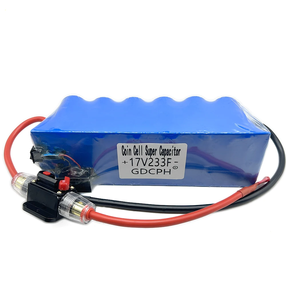 GDCPH Modul penyearah mobil superkapasitor 17V233F 2.85V700F kapasitor Super Farad kapasitas besar dengan Voltmeter