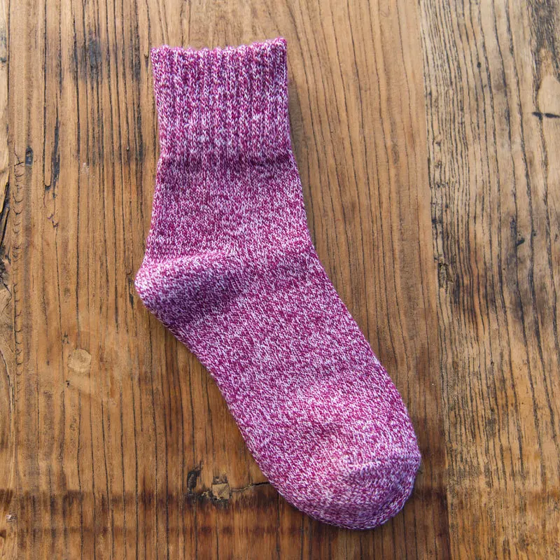 Chaussettes chaudes en laine pour femmes, épaisses, couleur unie et fil, roses, Style Harajuku japonais, collection automne et hiver 396