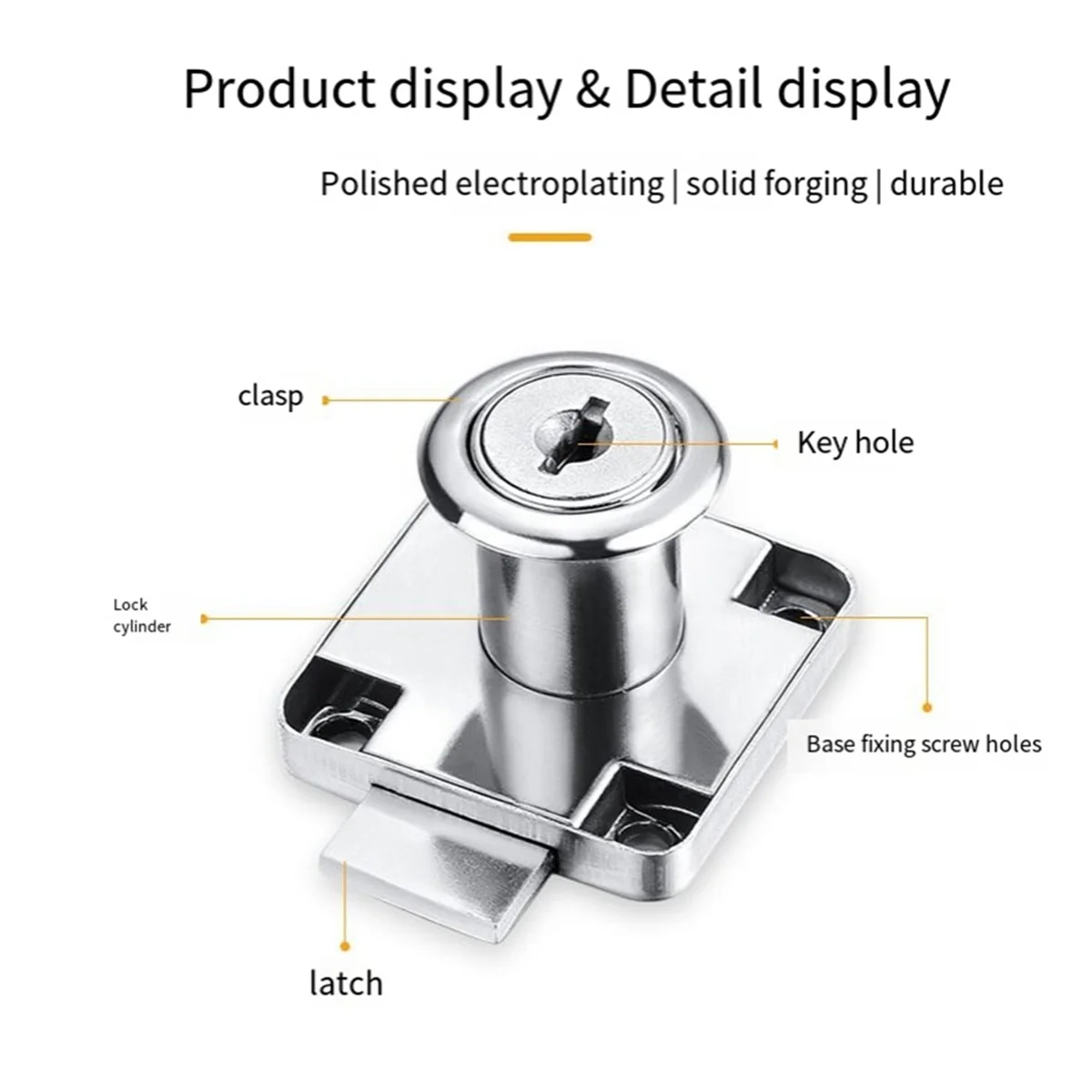 A74U Office Desk Drawer Lock Zinc Alloy Anti Theft for Furniture Cabinet Door Lock File Cabinet Lock Same Key Short Core