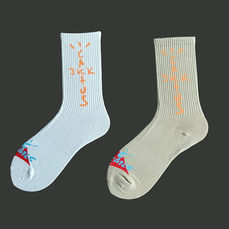 Herrensocken 3 Paar/Box Cactus Jack Socken Baumwolle Sport Hip Hop Basketball Skateboard Braun/Gelb Sockken Großhandel Herren Geschenk – Detail 12