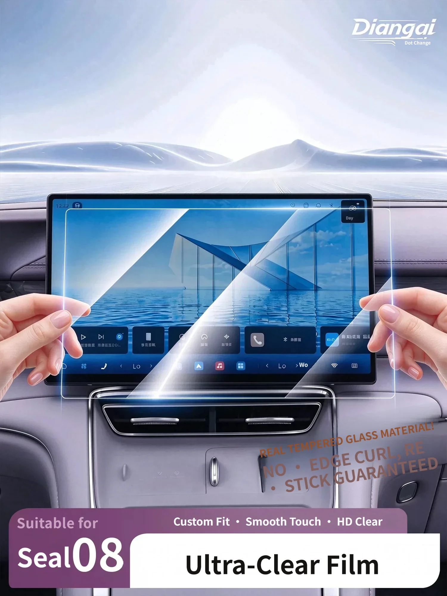 For BYD SEAL 08 2026 2027 Car GPS Navigation Screen Protector Auto Interior Tempered Glass Protective Film Car Accessories