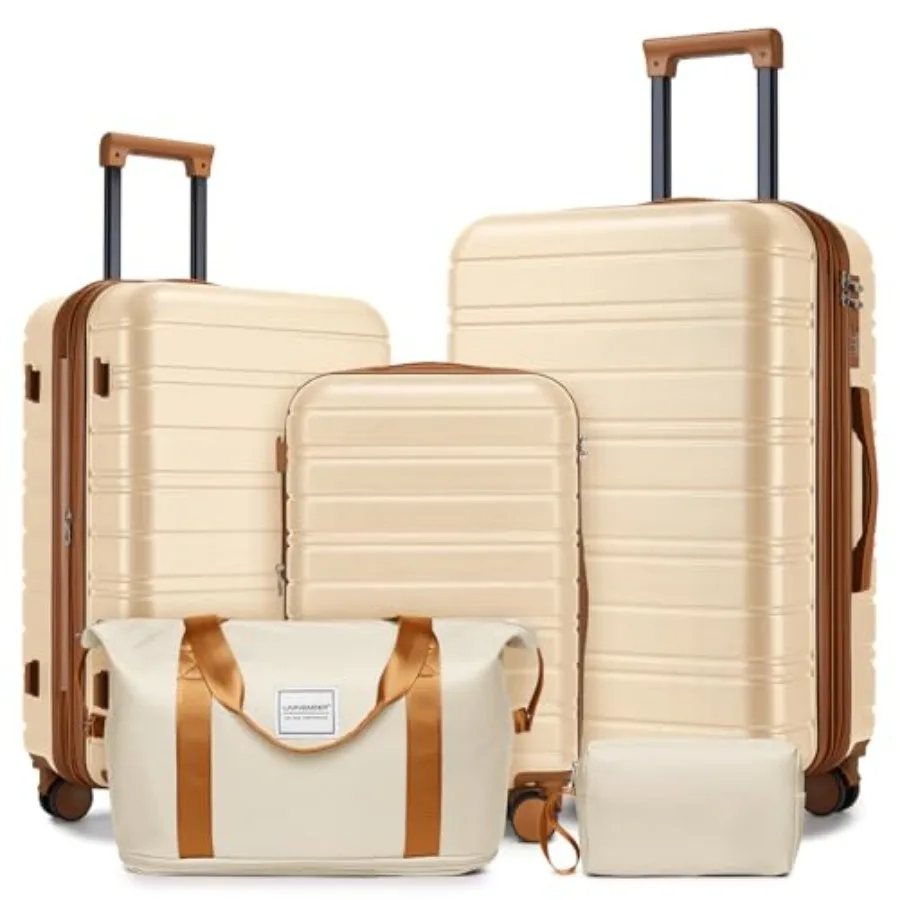 

LARVENDER Luggage Sets 5 Piece Hardside Expandable Suitcase with Wheels Lock Hardside Lightweight Rolling Suitcase for Women an