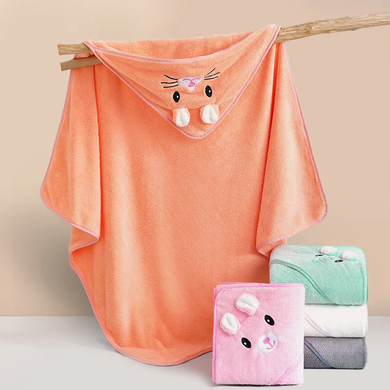 

Children's Bath Towel Wholesale Coral Velvet Cape Hooded Children Cloak Cartoon Absorbent Baby Duvet Bath Towel