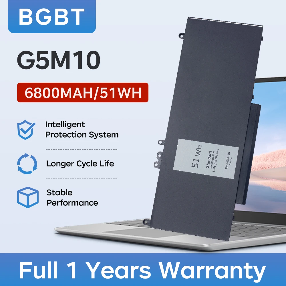 BGBT G5M10 Laptop Battery For Dell Latitude E5250 E5450 E5550 Series High-quality Replacement Battery 7.4V 51WH