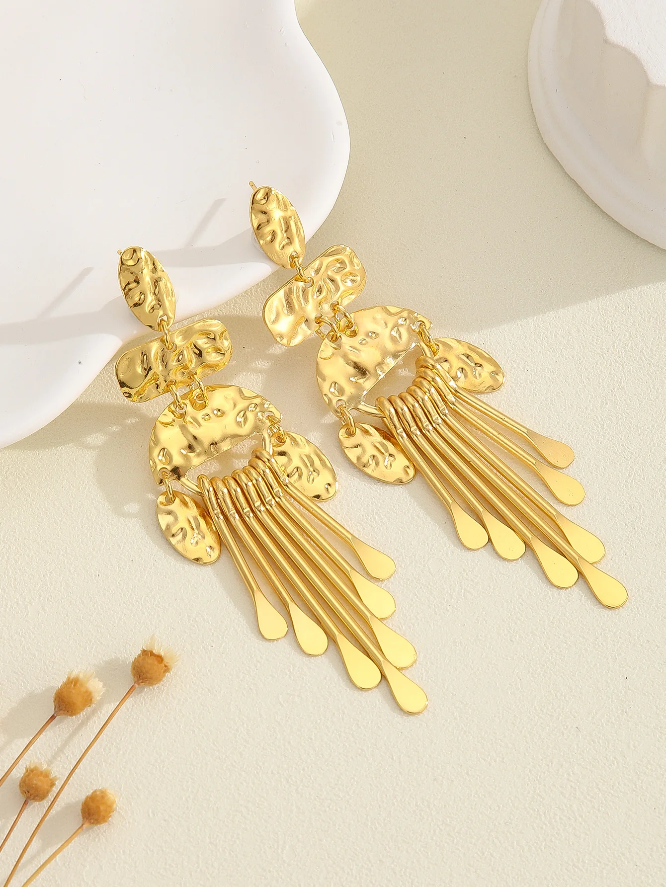 Christmas Enamel Ladies Ear Crystal Indian 316L Stainless Steel Hoop Earrings Metal Tassels Drop Earrings Nuggets Dangle Earring