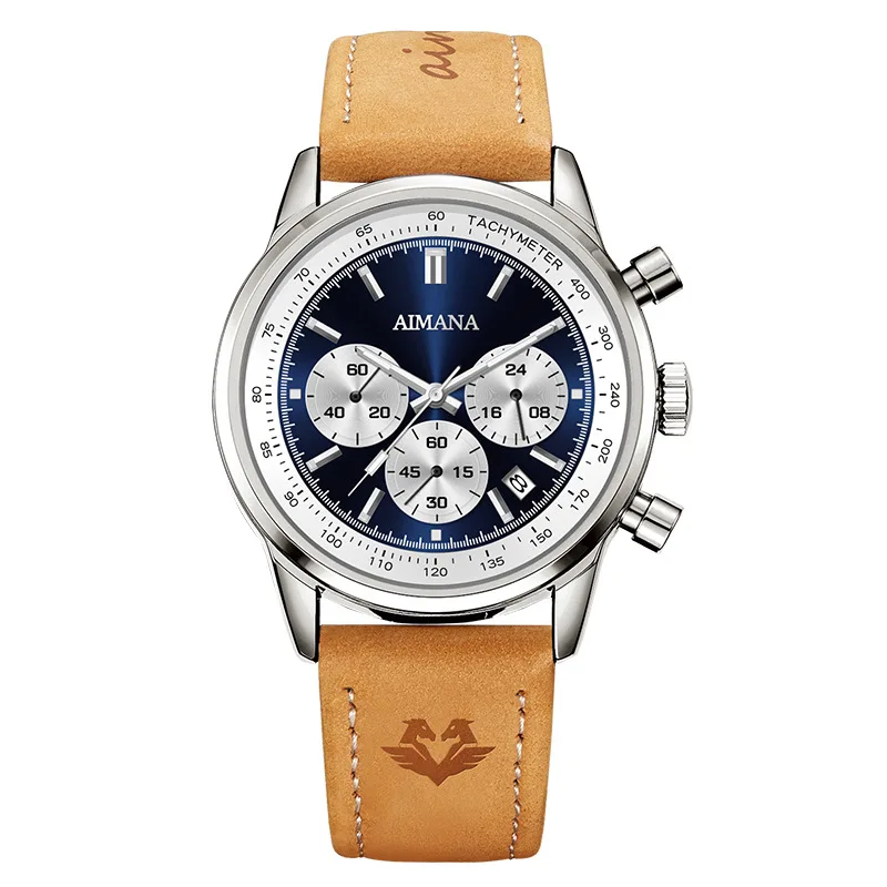 2025 ساعة رجالية فاخرة كوارتز مقاوم للماء مضيئة تاريخ كرونوغراف جلدية الرجال ساعة اليد العسكرية الرياضة ساعات رجالية Reloj #5